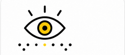 Symbol: Auge mit Leitpunkten.